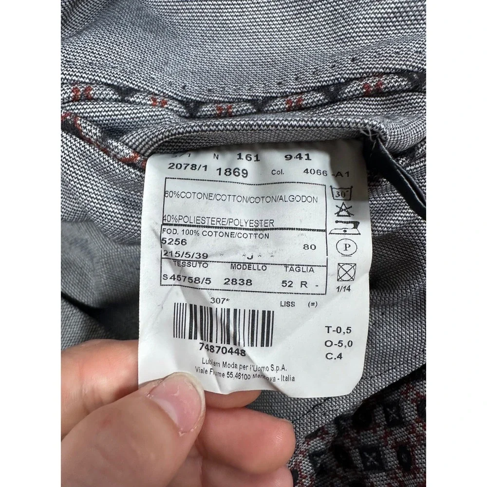 Luigi Bianchi Rough Grey Cotton Blend Blazer Sport Coat Made in Italy Size 52‎ R